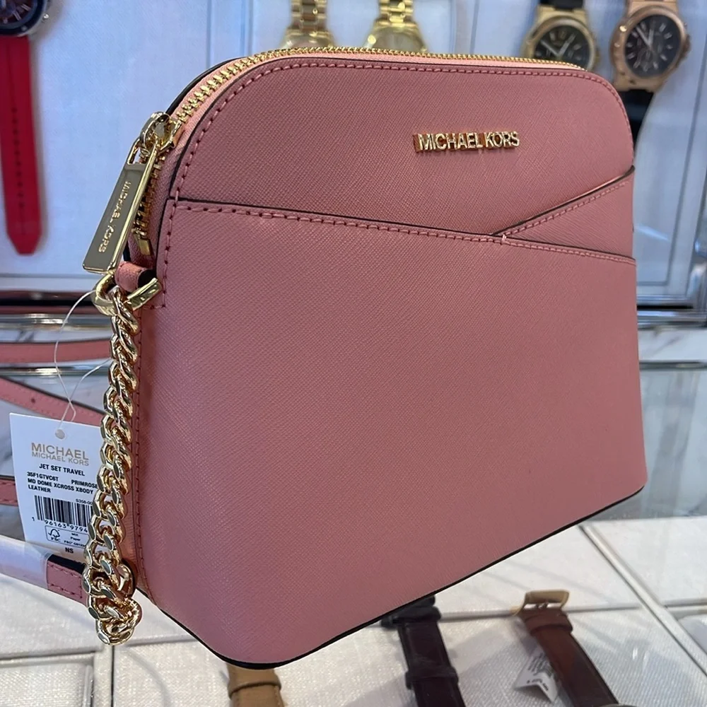 MICHAEL KORS  Jet Set Travel Medium Dome Crossbody Bag XCROSS XBODY Primrose NWT